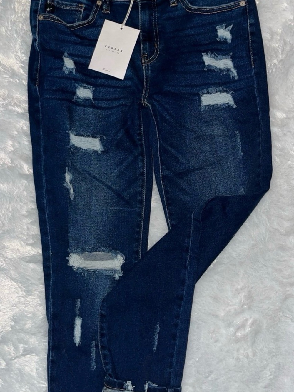 KanCan Dark Blue Distressed Skinny Jeans - Picture 2 of 5